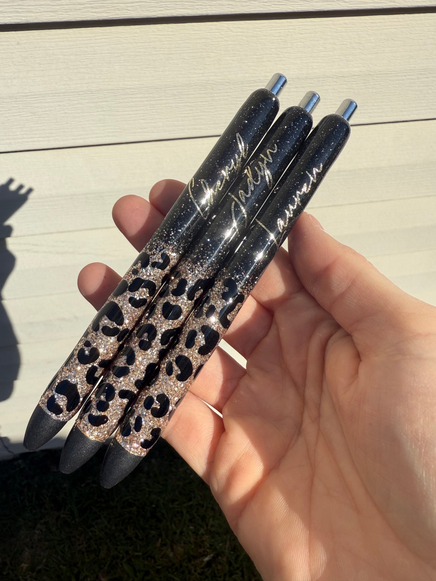 Black/Leopard Epoxy Glitter Pen