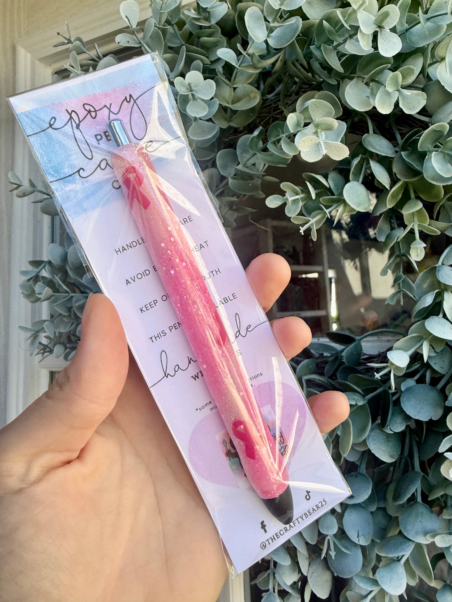 Breast Cancer Glitter Epoxy Inkjoy Pen