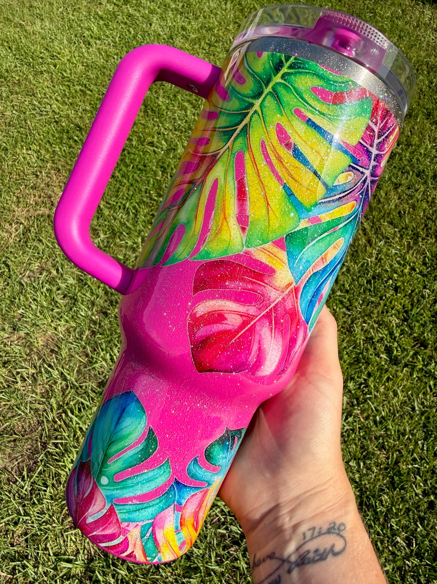 40oz Stanley ProTour Neon Monstera Ready to Ship
