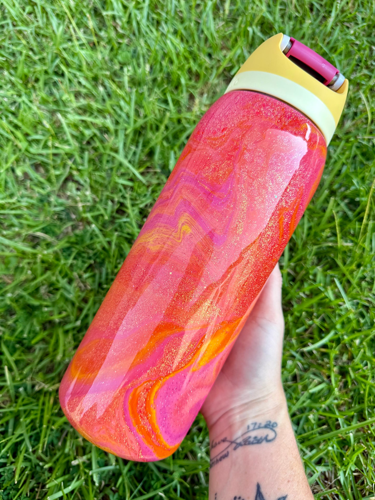 40oz Owala Pink and Orange Marble Ready to Ship