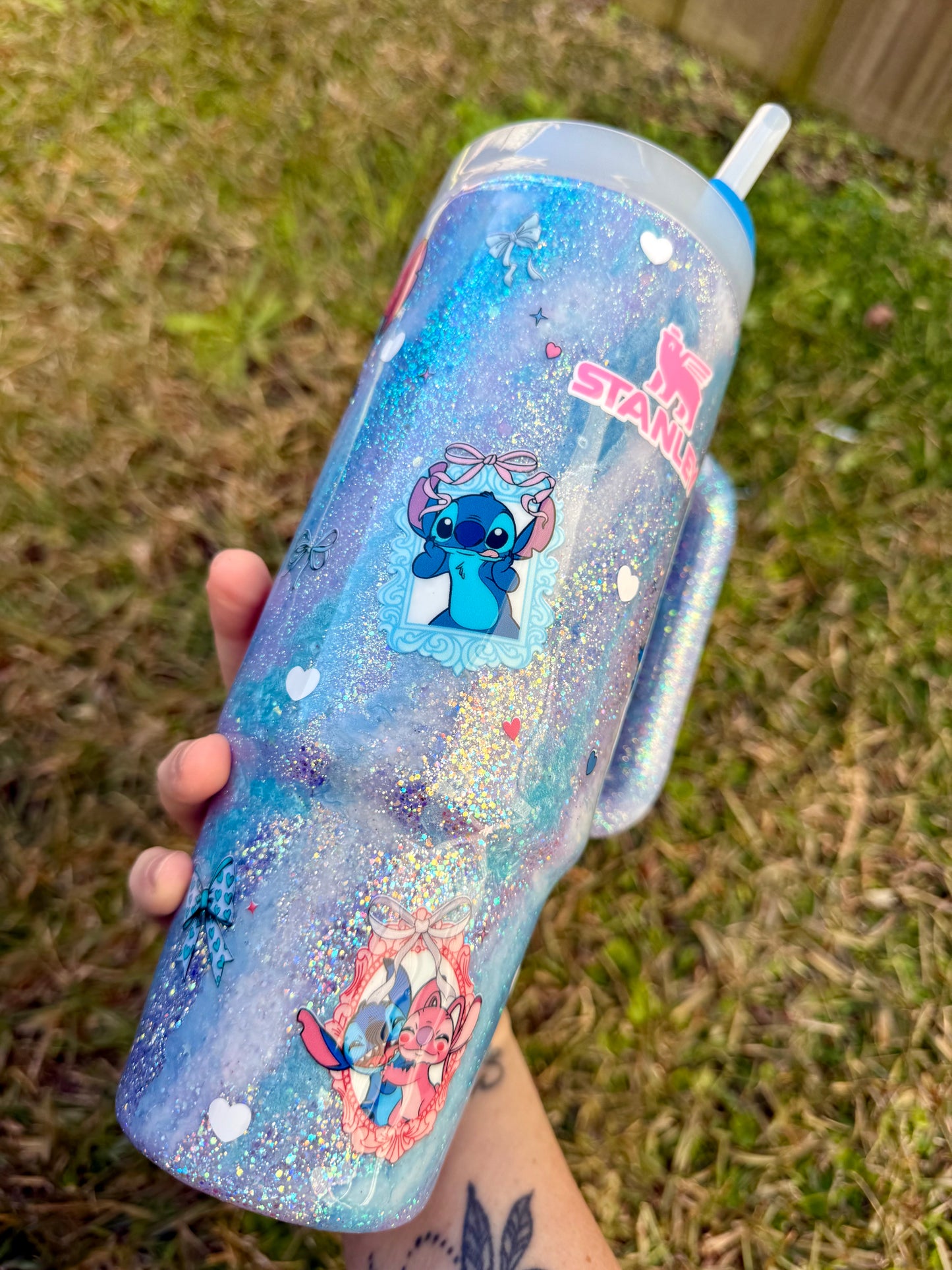Valentines Day Alien Glitter Tumbler