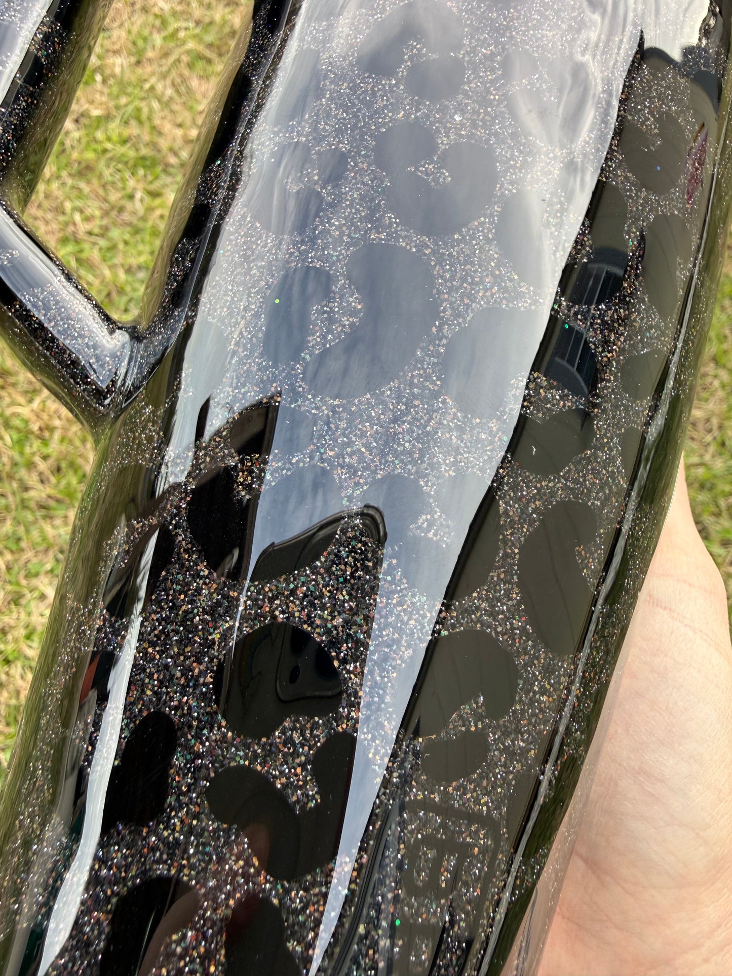 Black Holographic Ghost Leopard Glitter Tumbler