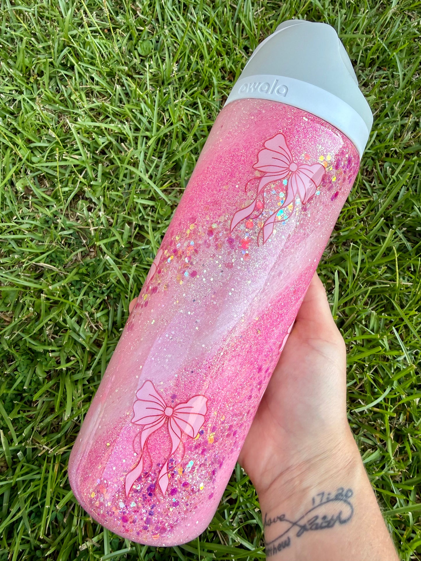 24oz Owala Pink Bows Ready to Ship