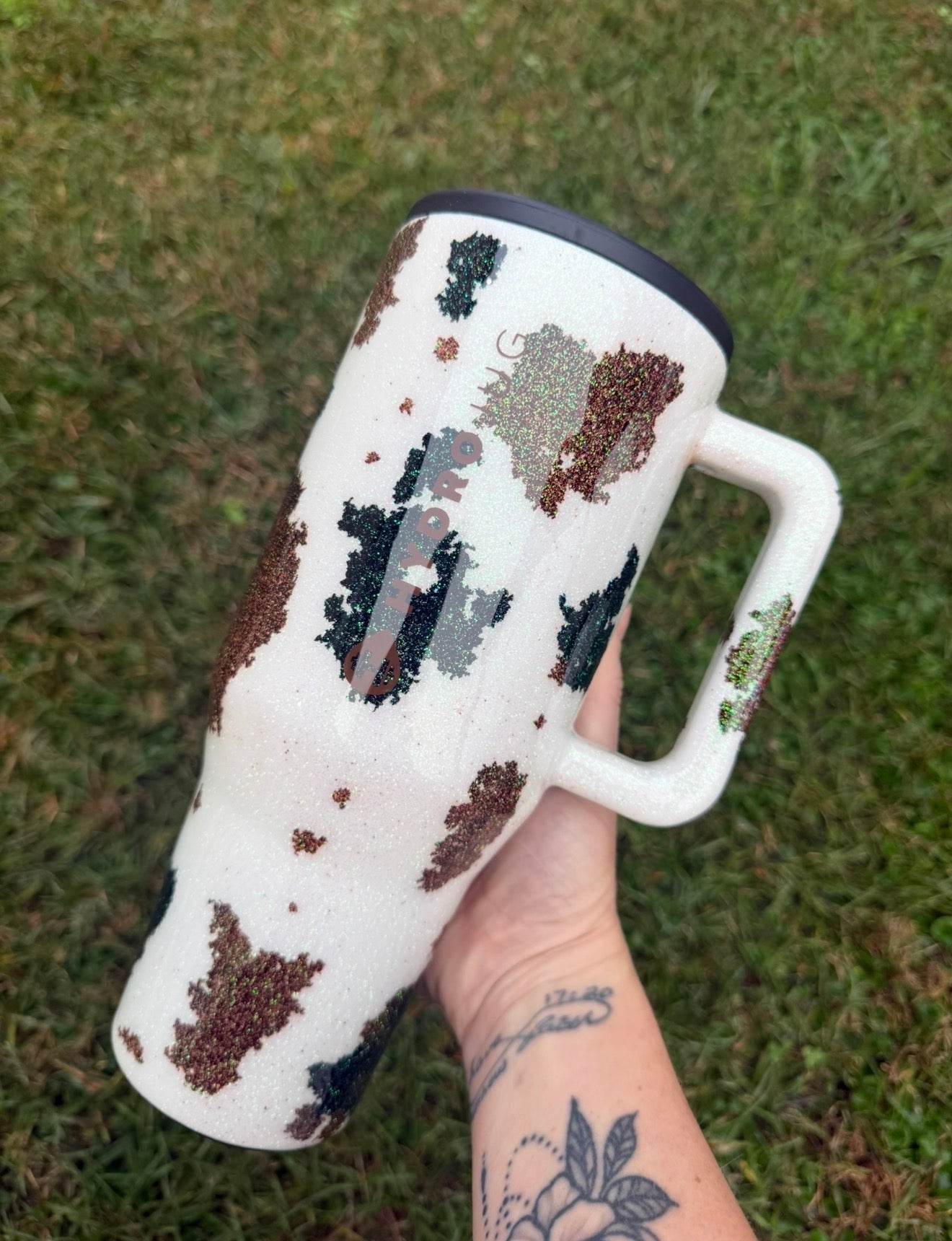 Cow Hide Glitter Tumbler