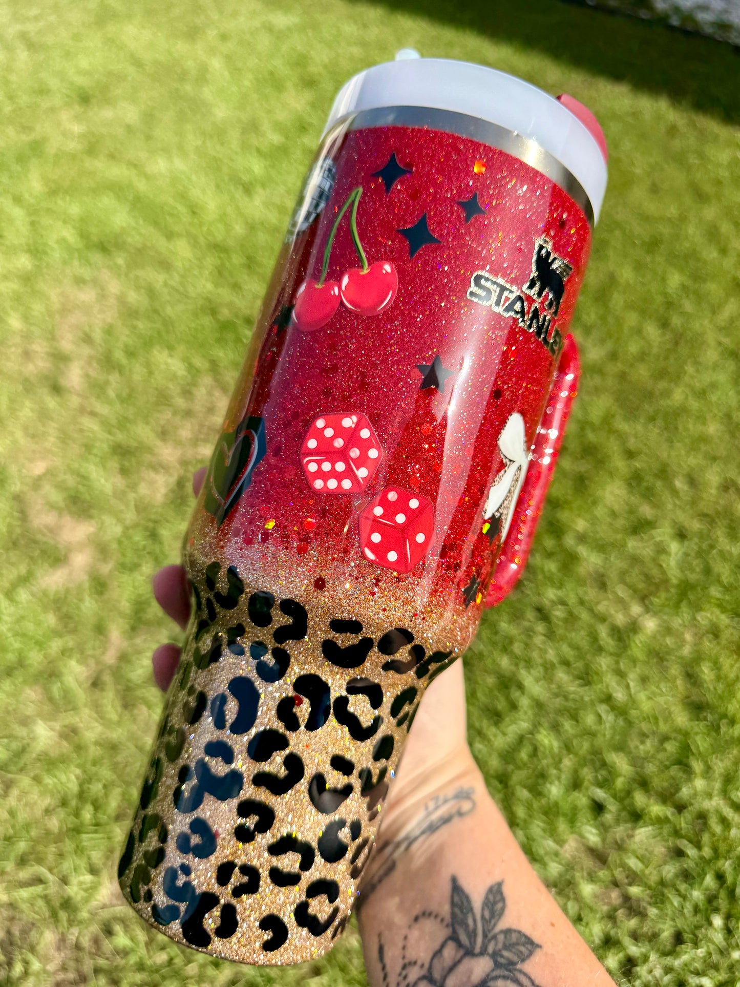 40oz Stanley Quencher Red Leopard Ready to Ship
