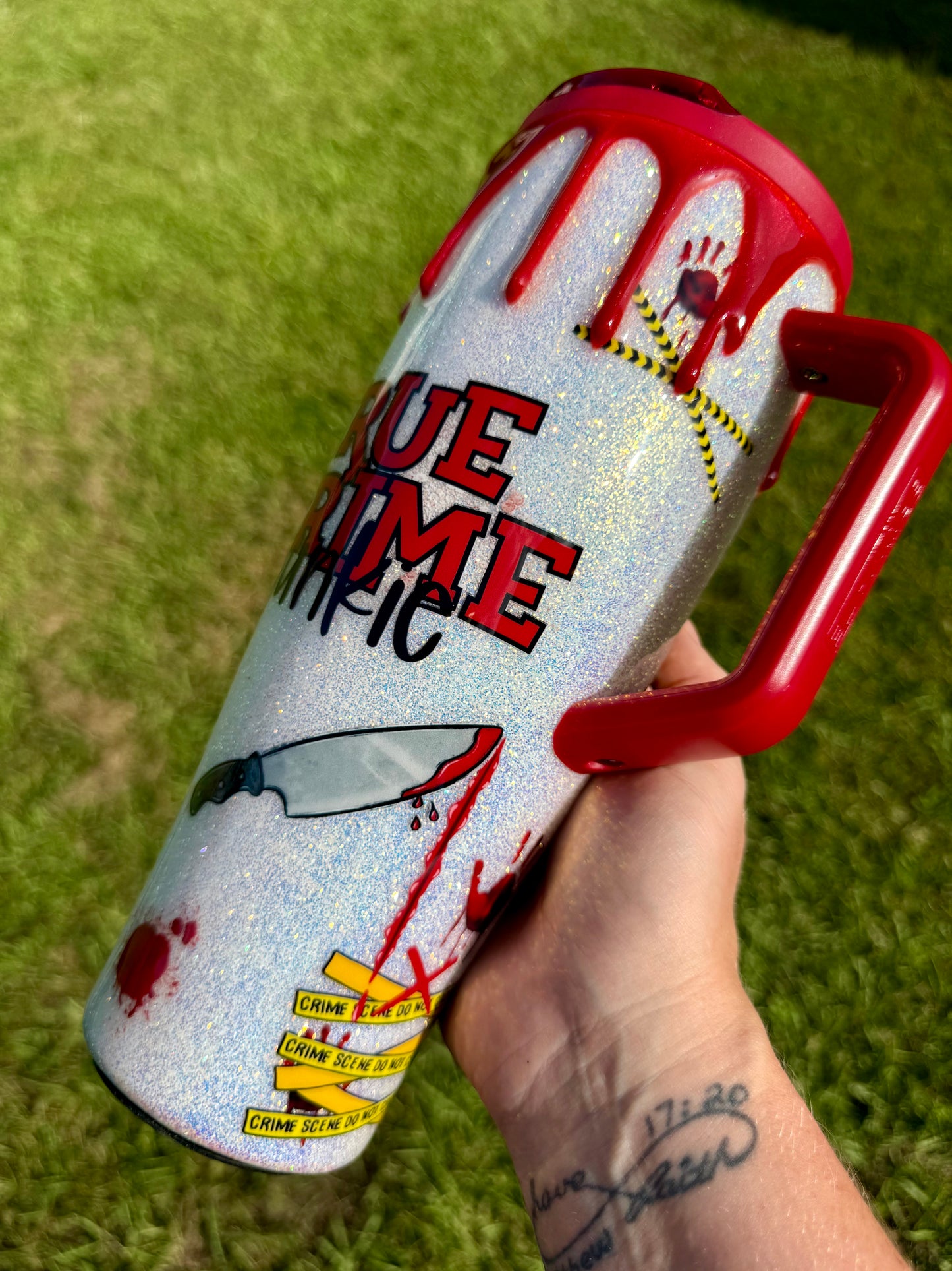 True Crime Junkie Glitter Tumbler