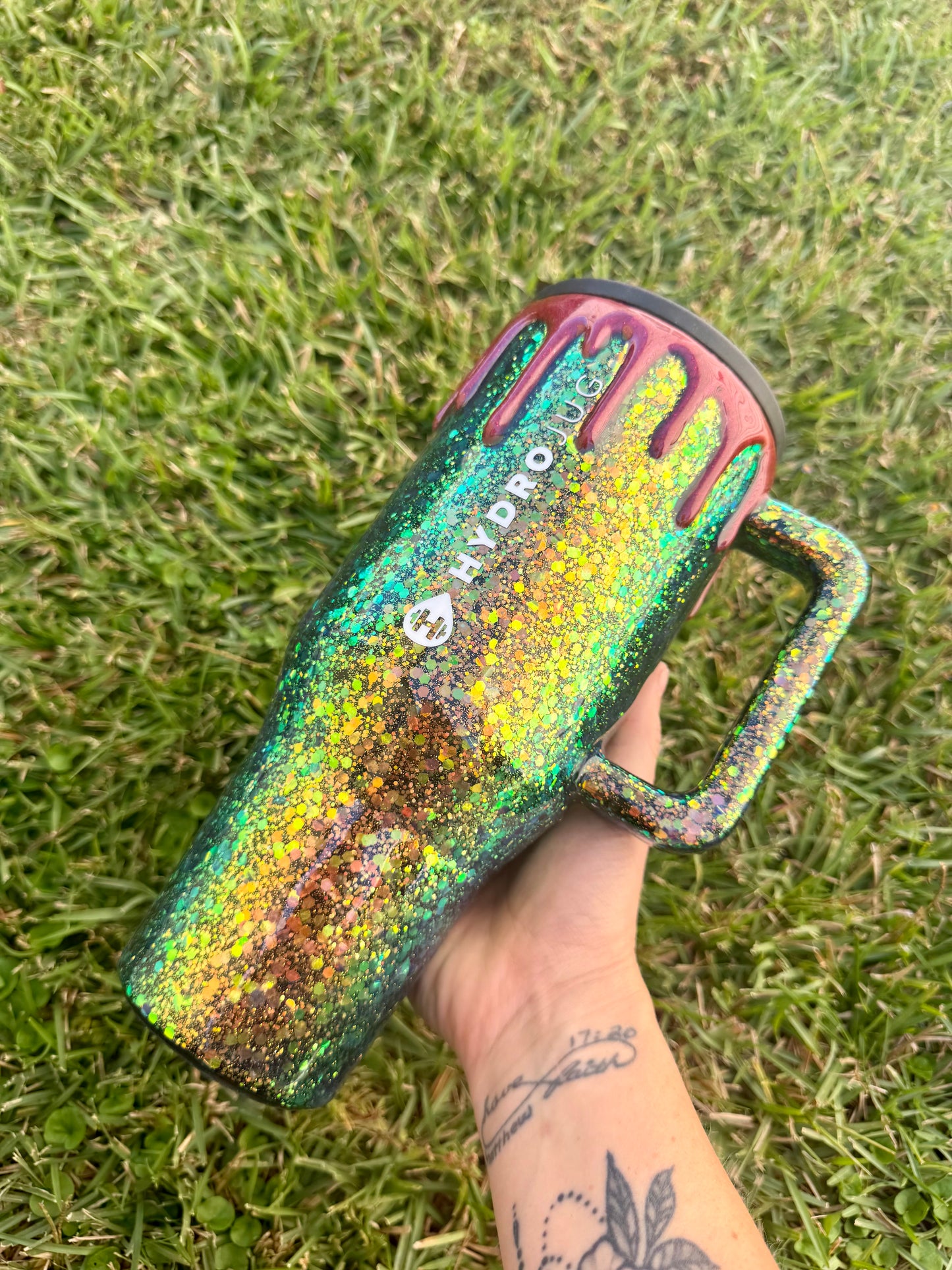 Dragon Scale Blood Drip Custom Glitter Tumbler