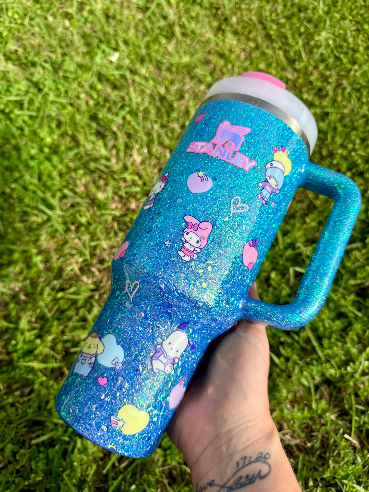 Blue Sparkle Sanrio Glitter Tumbler