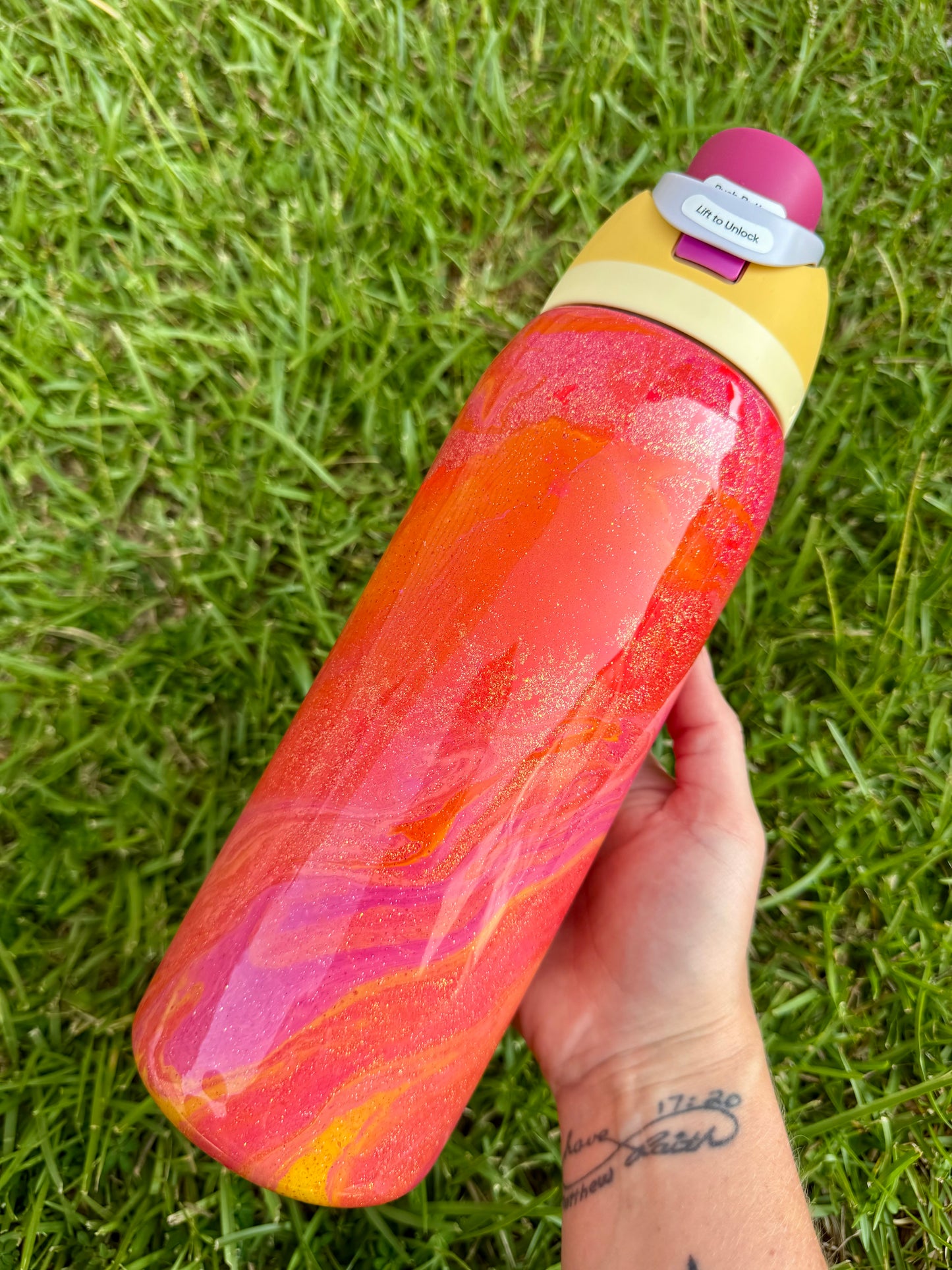 40oz Owala Pink and Orange Marble Ready to Ship