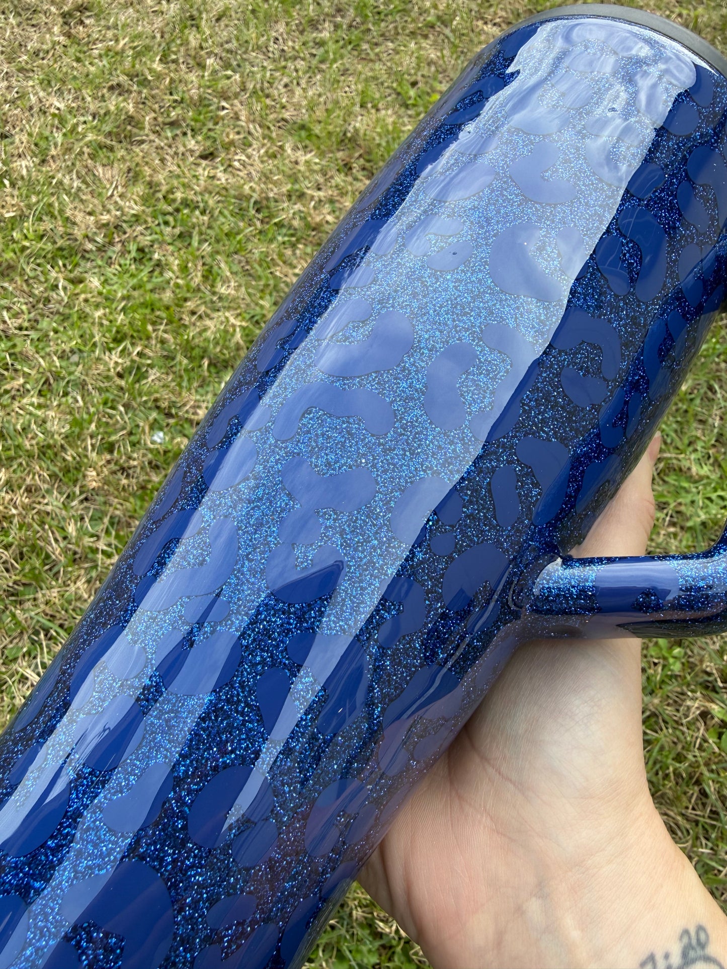Sapphire Ghost Leopard Glitter Tumbler