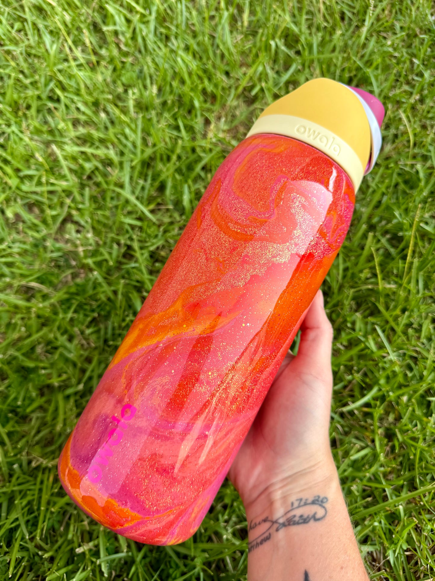 40oz Owala Pink and Orange Marble Ready to Ship