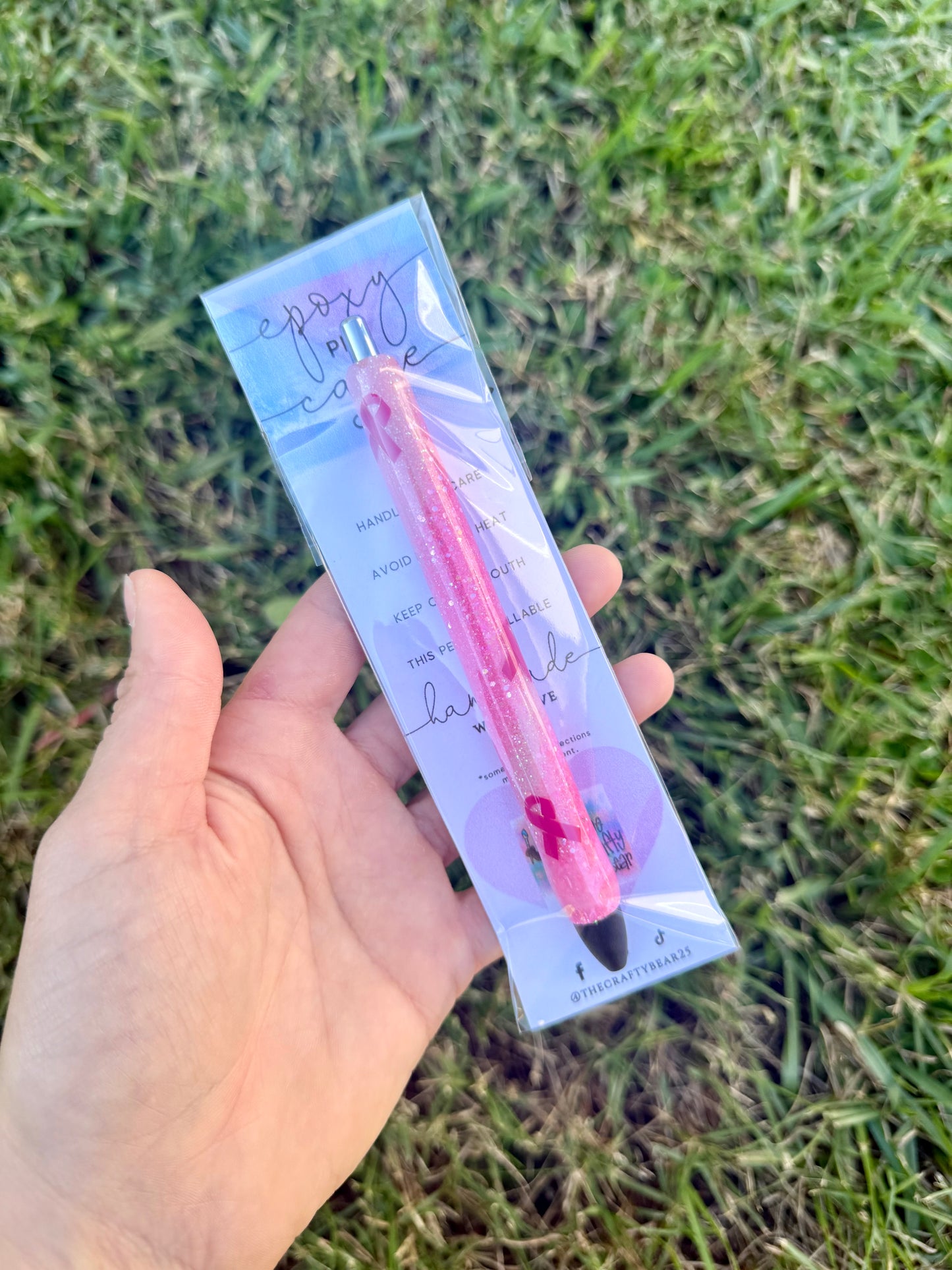 Breast Cancer Glitter Epoxy Inkjoy Pen