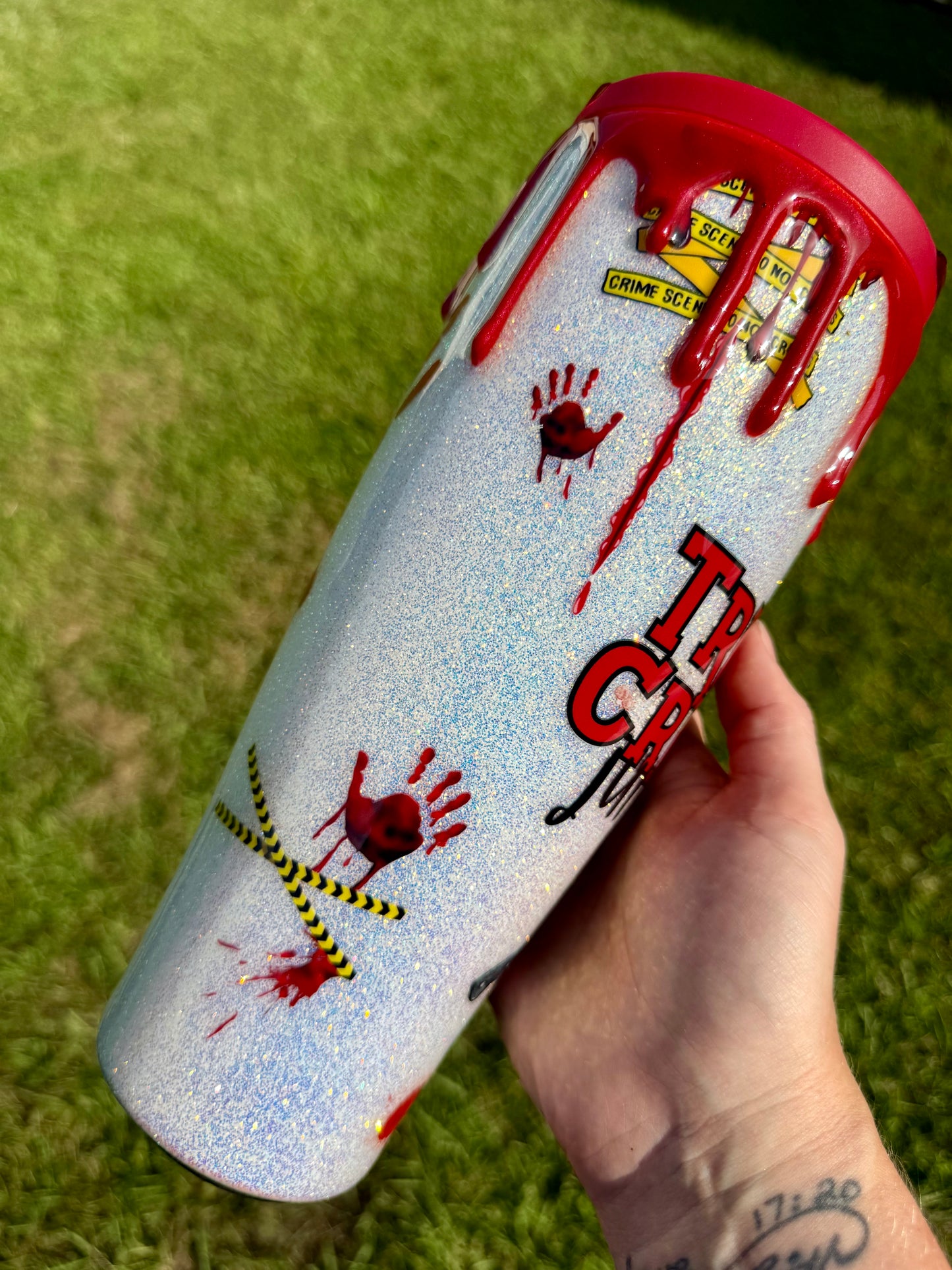 True Crime Junkie Glitter Tumbler