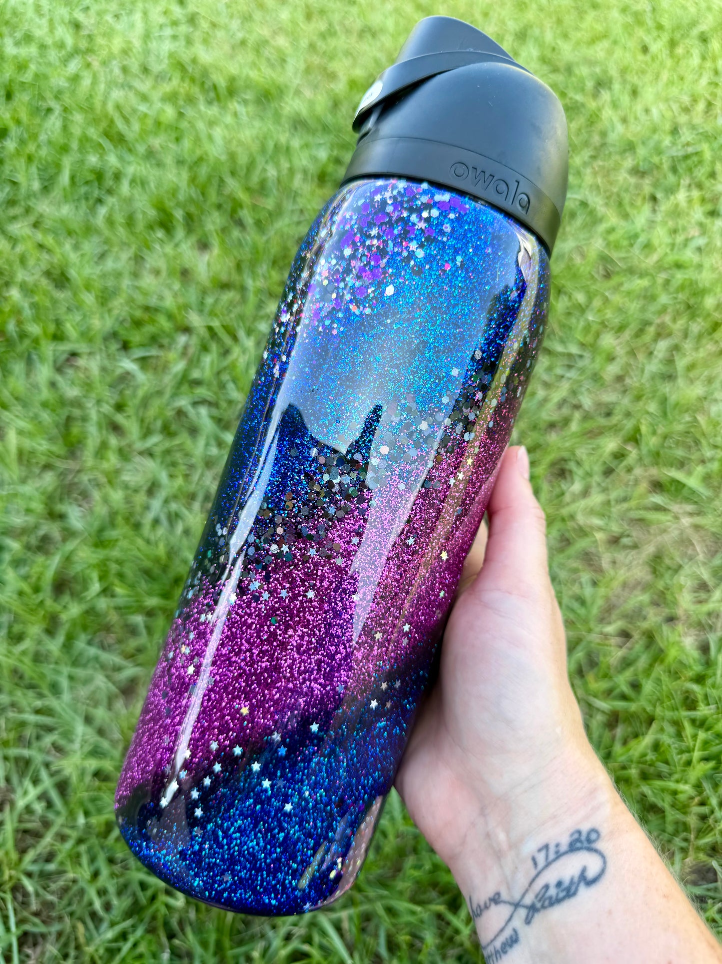 Black and Purple Star Glitter Tumbler