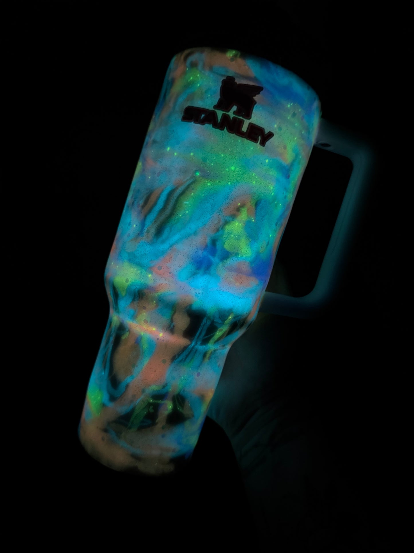 Glow In the Dark Rainbow Swirl Glitter Tumbler