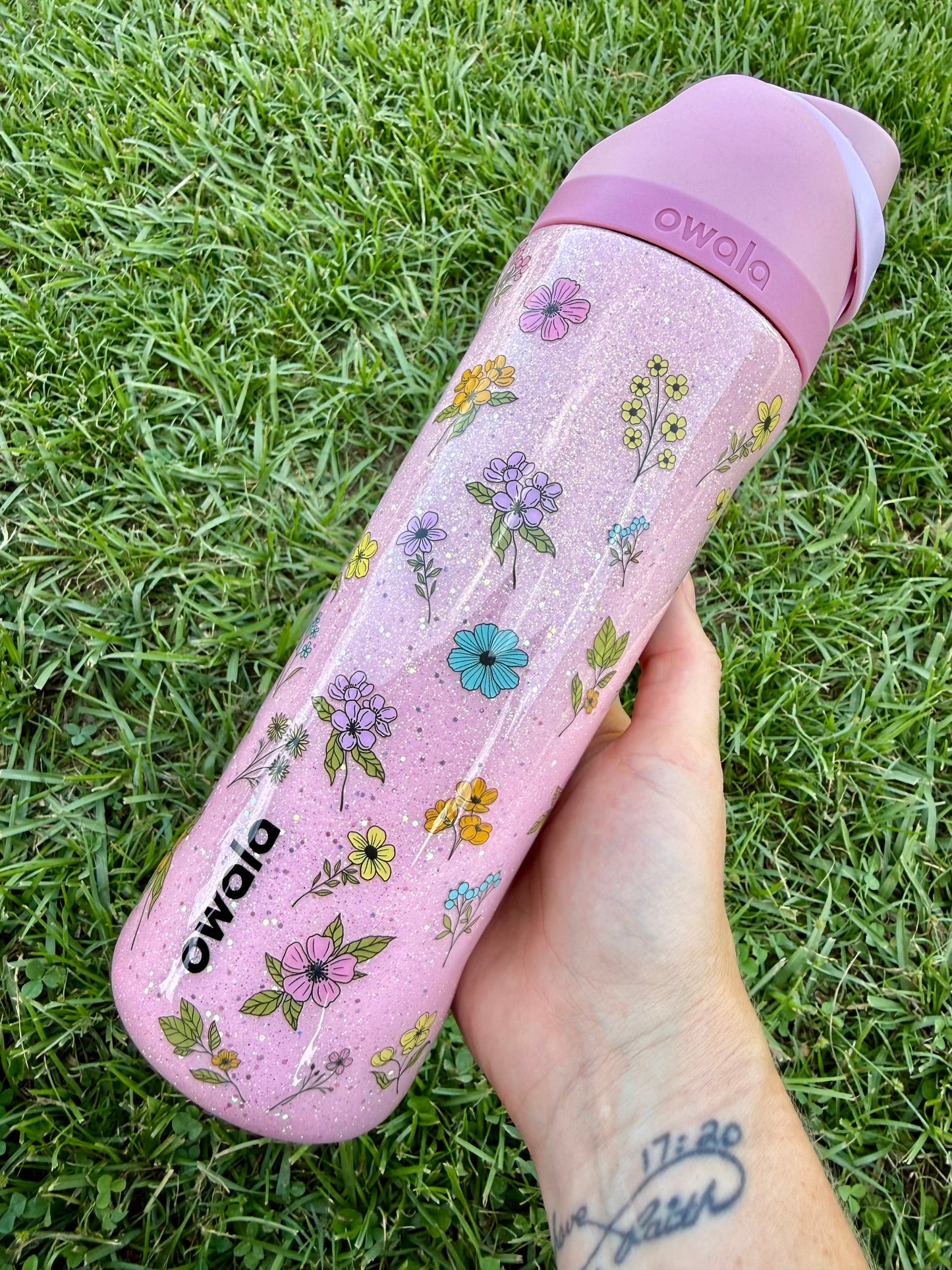 24oz Owala Pink Floral Ready to Ship