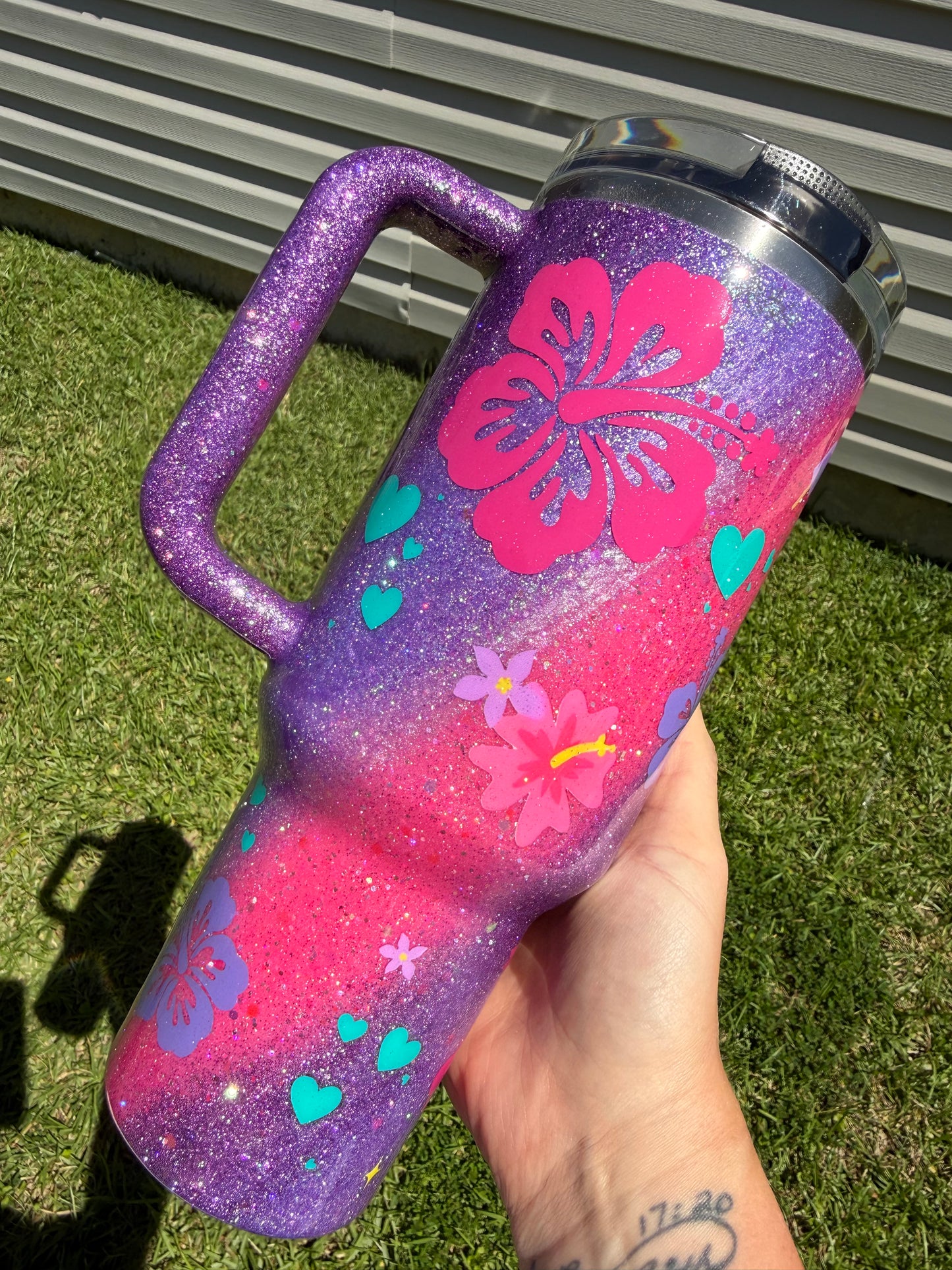 Purple & Pink Summer Glitter Tumbler Made to Order