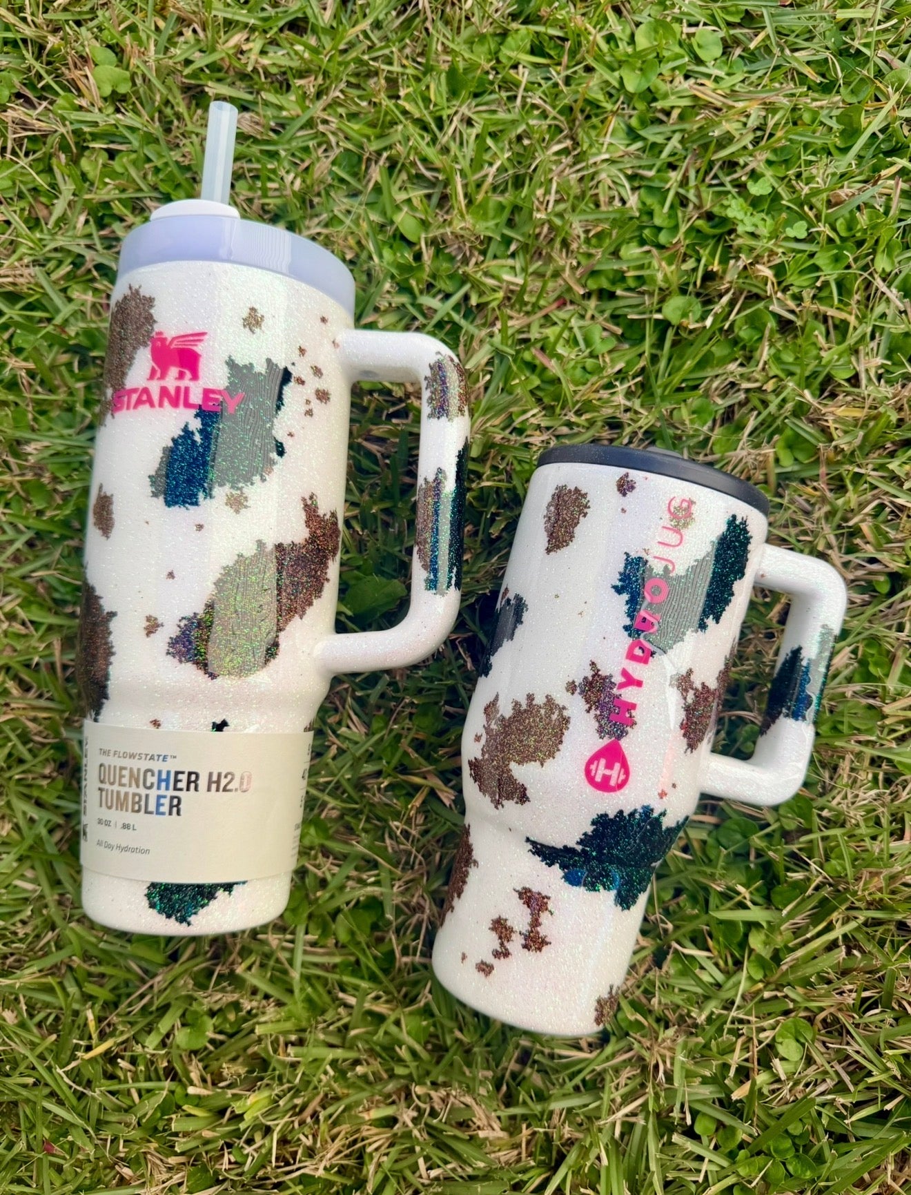 Cow Hide Glitter Tumbler