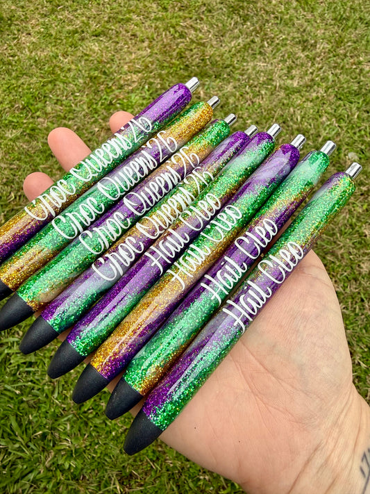 Mardi Gras Swirl Epoxy Glitter Pen!