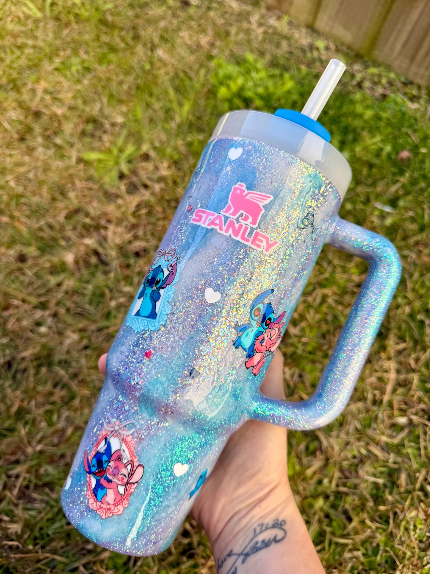 Valentines Day Alien Glitter Tumbler