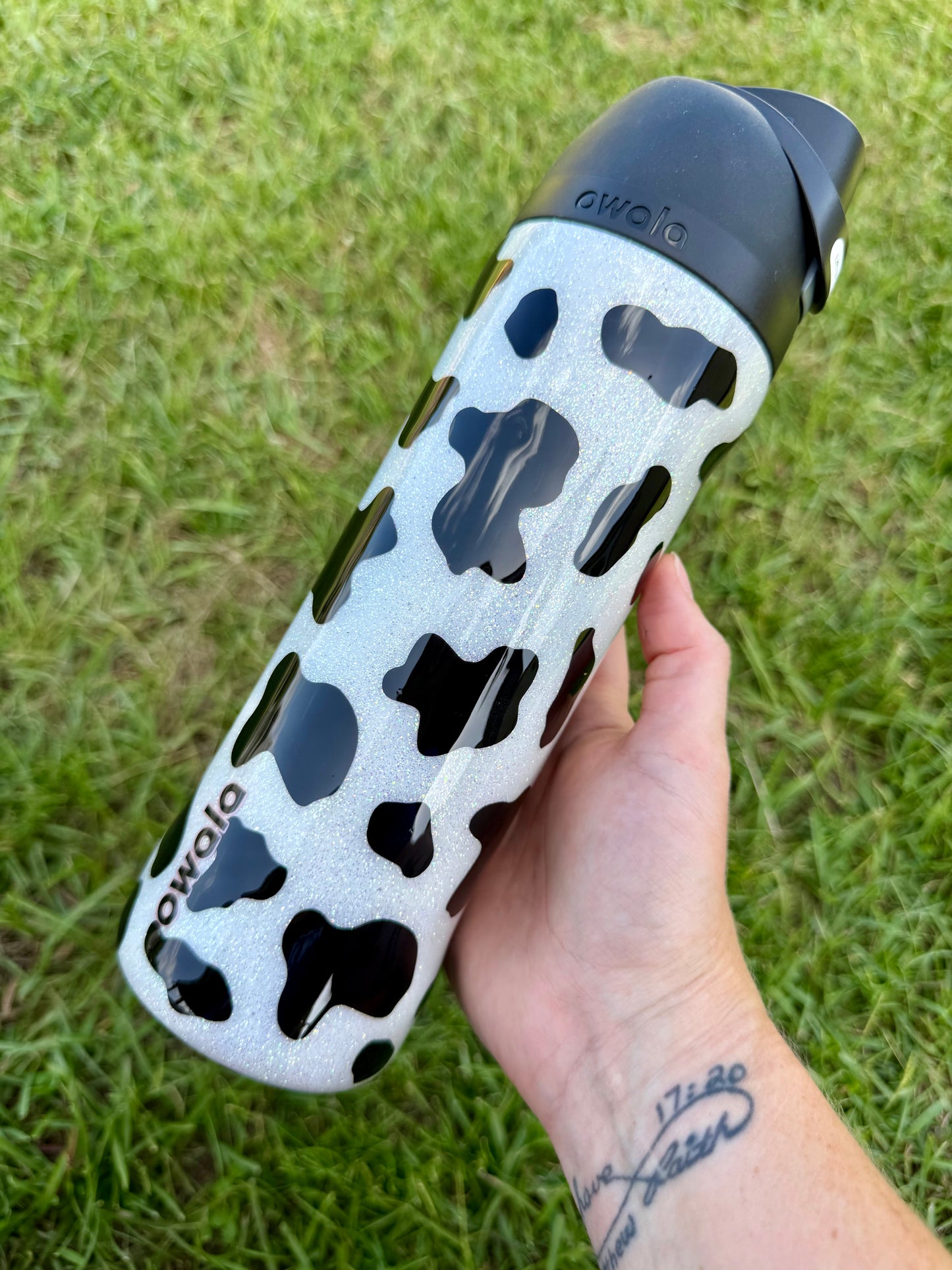 Cow Spot Glitter Tumbler