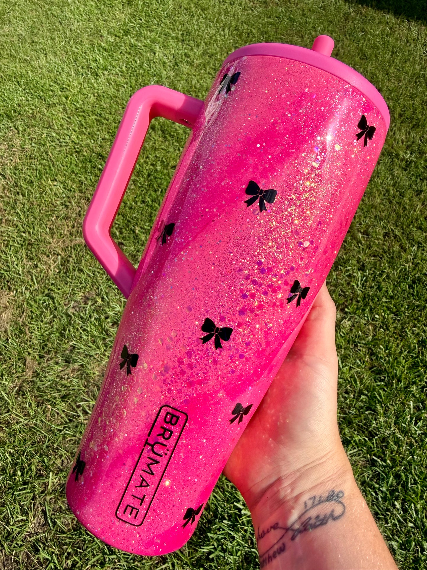 Mini Black Bows Glitter Tumbler