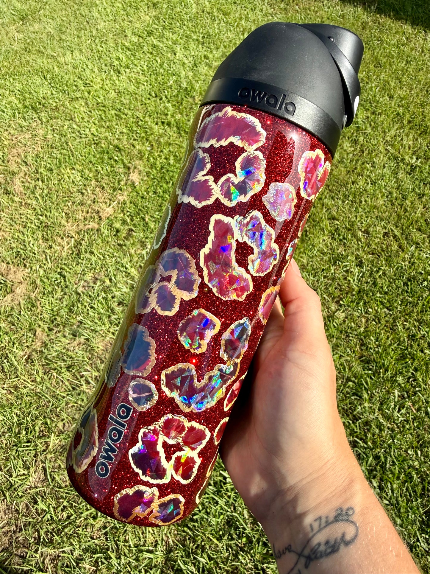 24oz Owala Maroon and Gold Leopard Ready to Ship