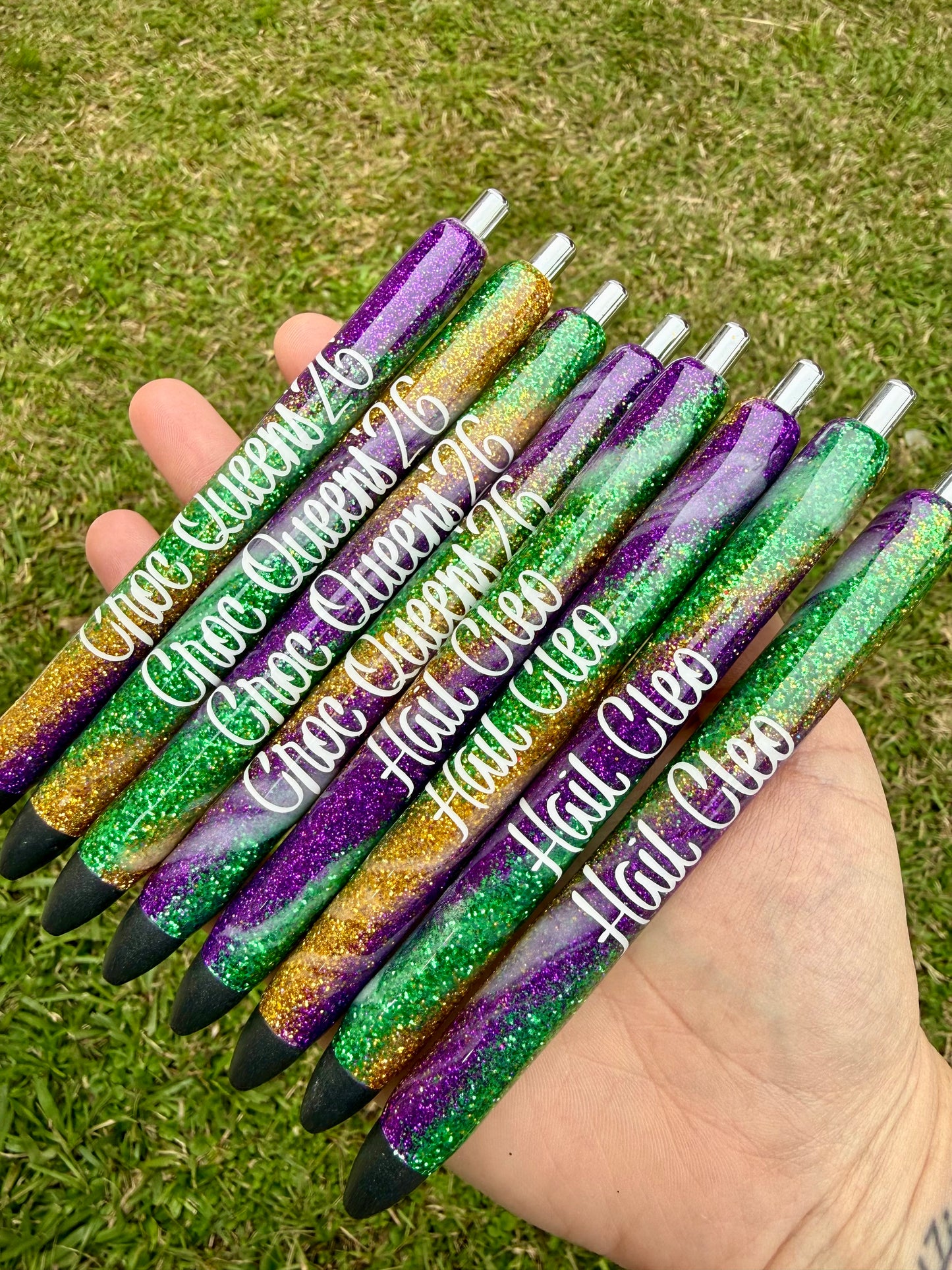 Mardi Gras Swirl Epoxy Glitter Pen!