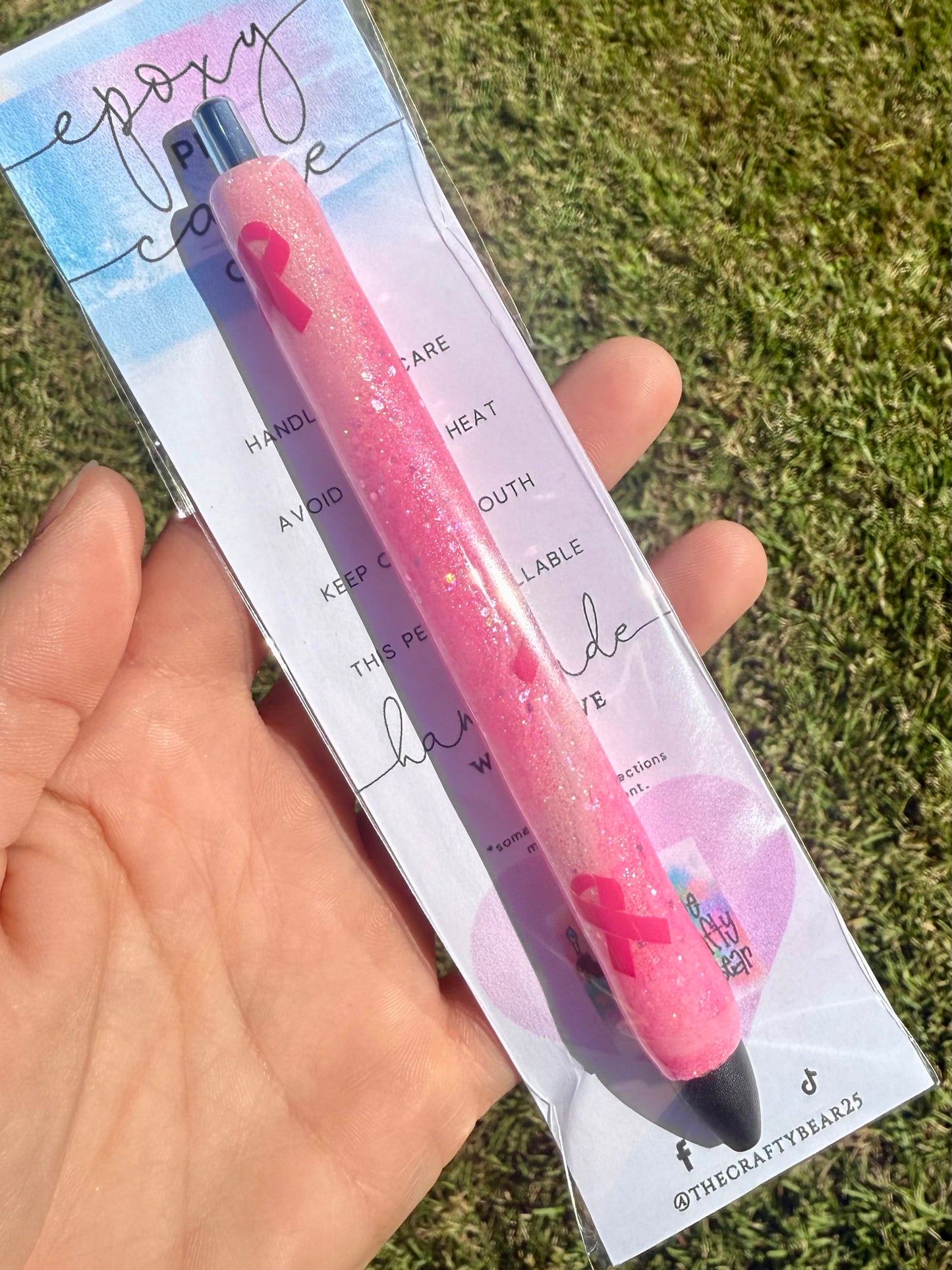 Breast Cancer Glitter Epoxy Inkjoy Pen