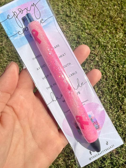 Breast Cancer Glitter Epoxy Inkjoy Pen