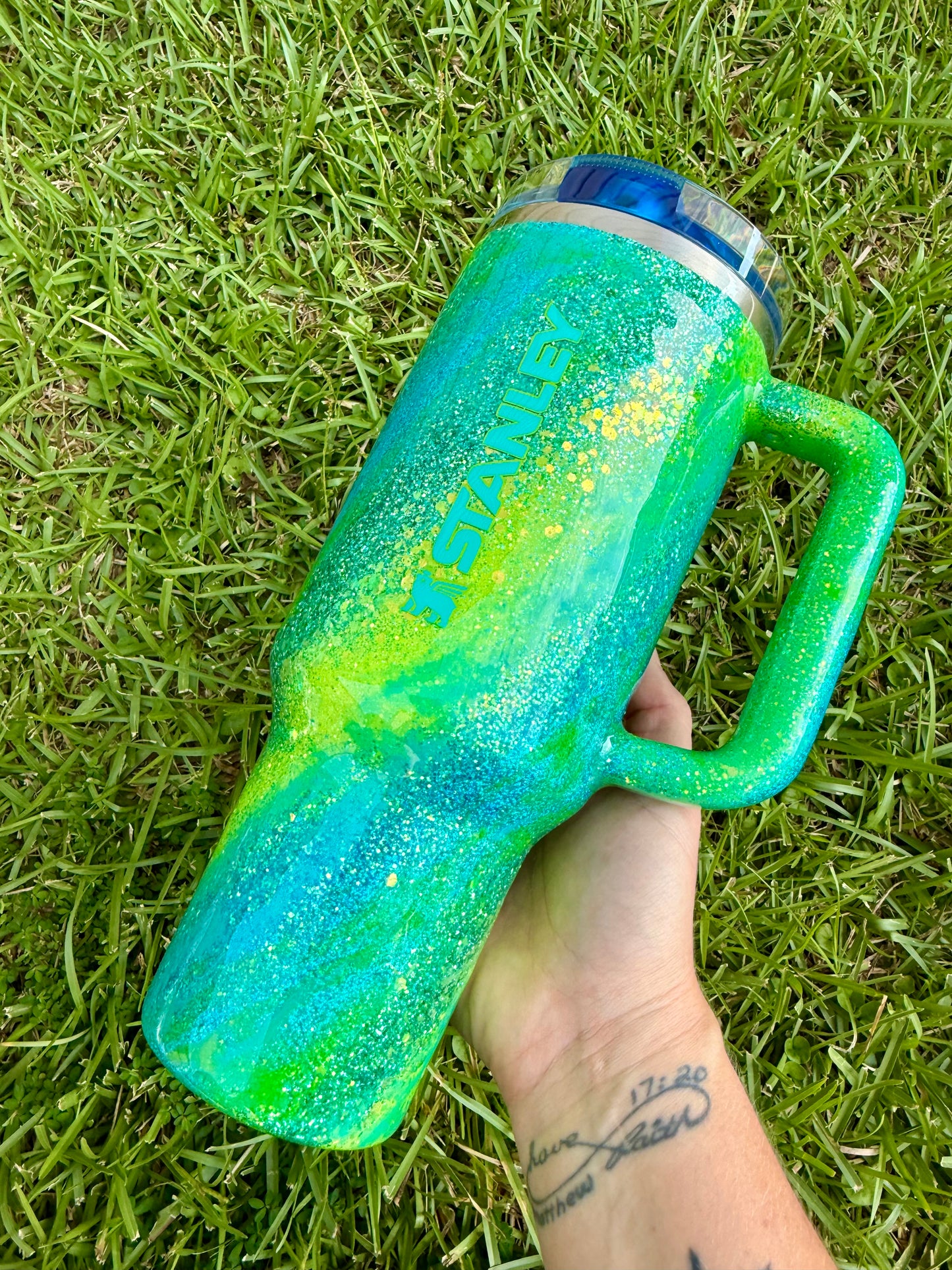 40oz Stanley Protour Lime &Aqua Swirl Ready to Ship