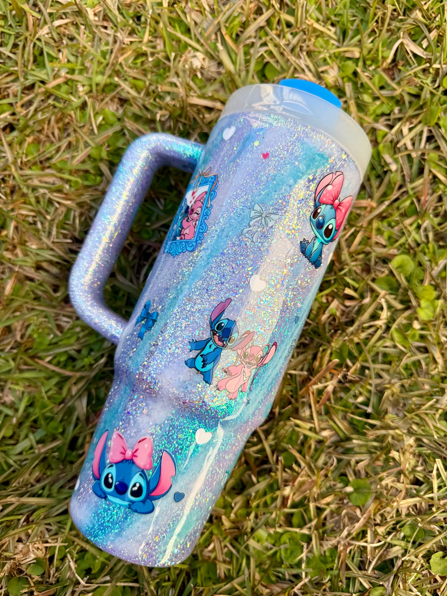 Valentines Day Alien Glitter Tumbler
