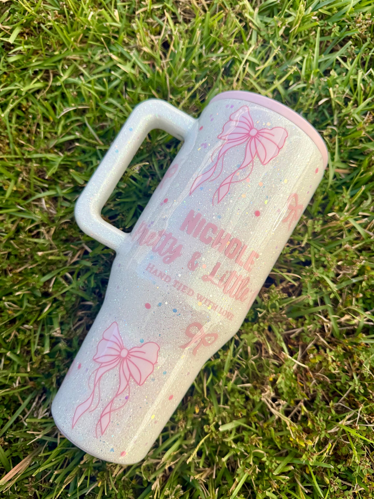 Coquette Bow Girly Custom Glitter Tumbler