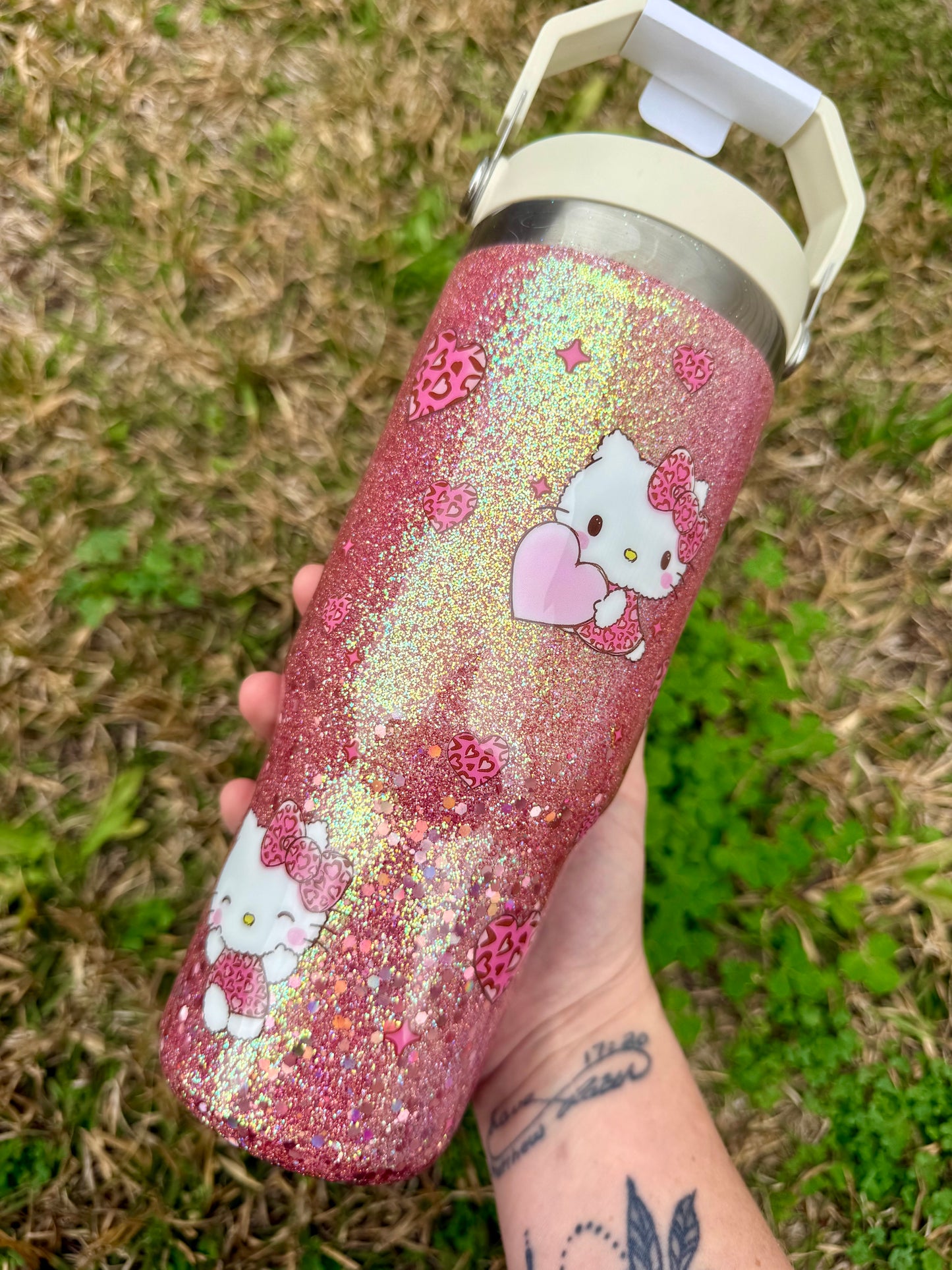 40oz Cheetah HK Glitter Tumbler