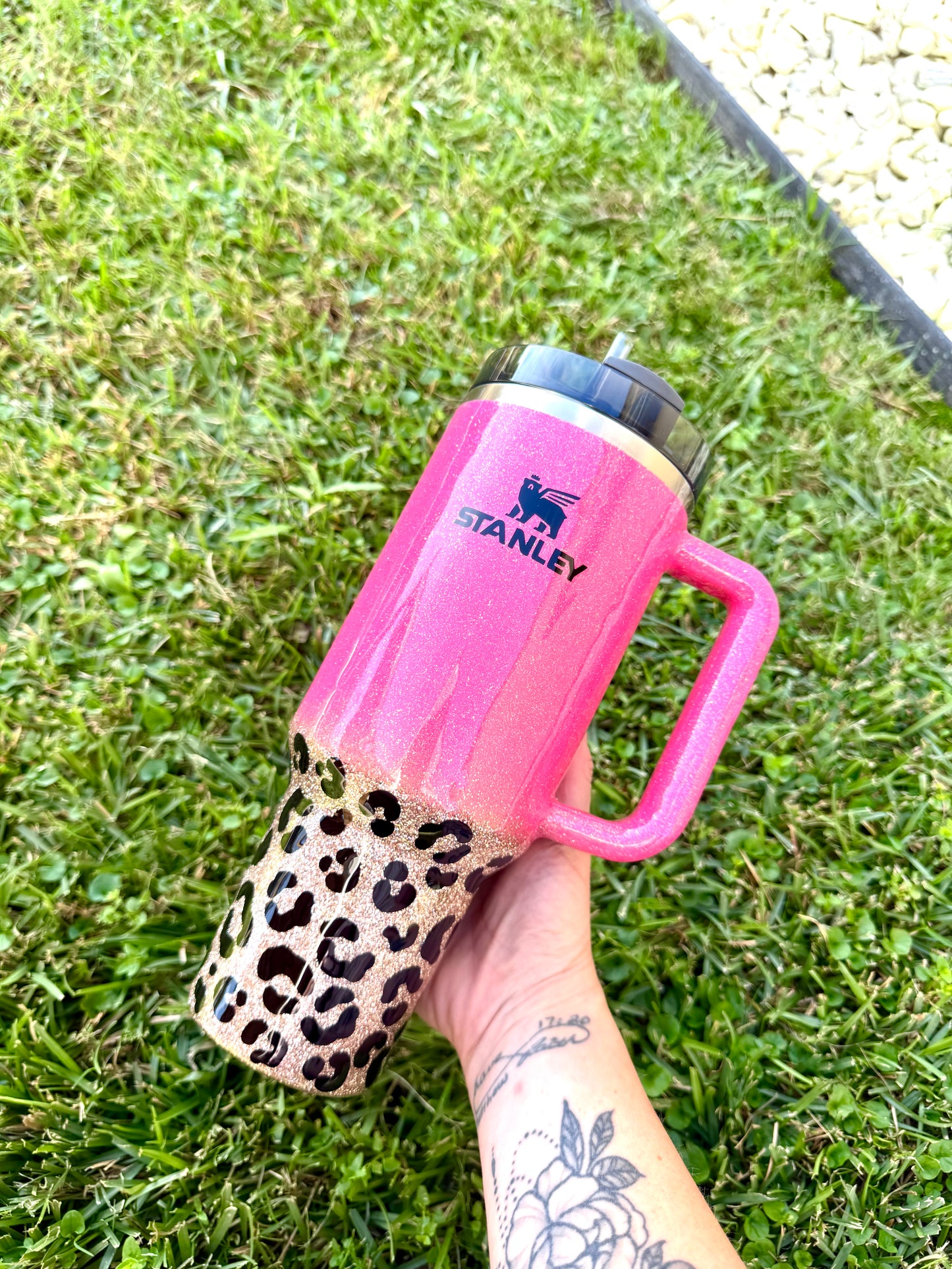 Leopard Print Custom Glitter Tumbler