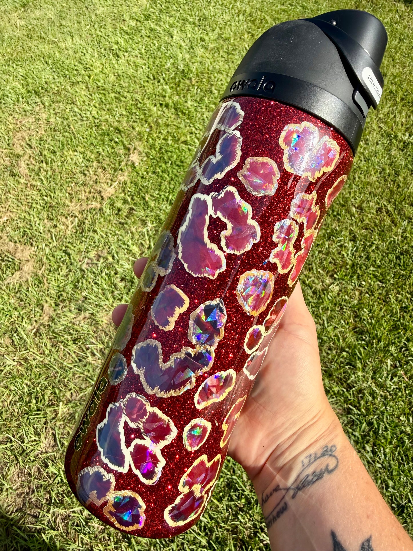 24oz Owala Maroon and Gold Leopard Ready to Ship