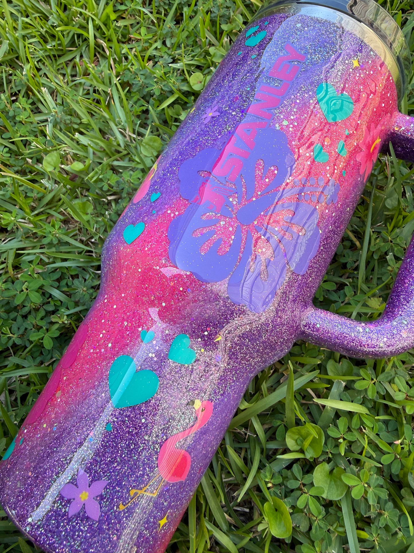 Purple & Pink Summer Glitter Tumbler Made to Order