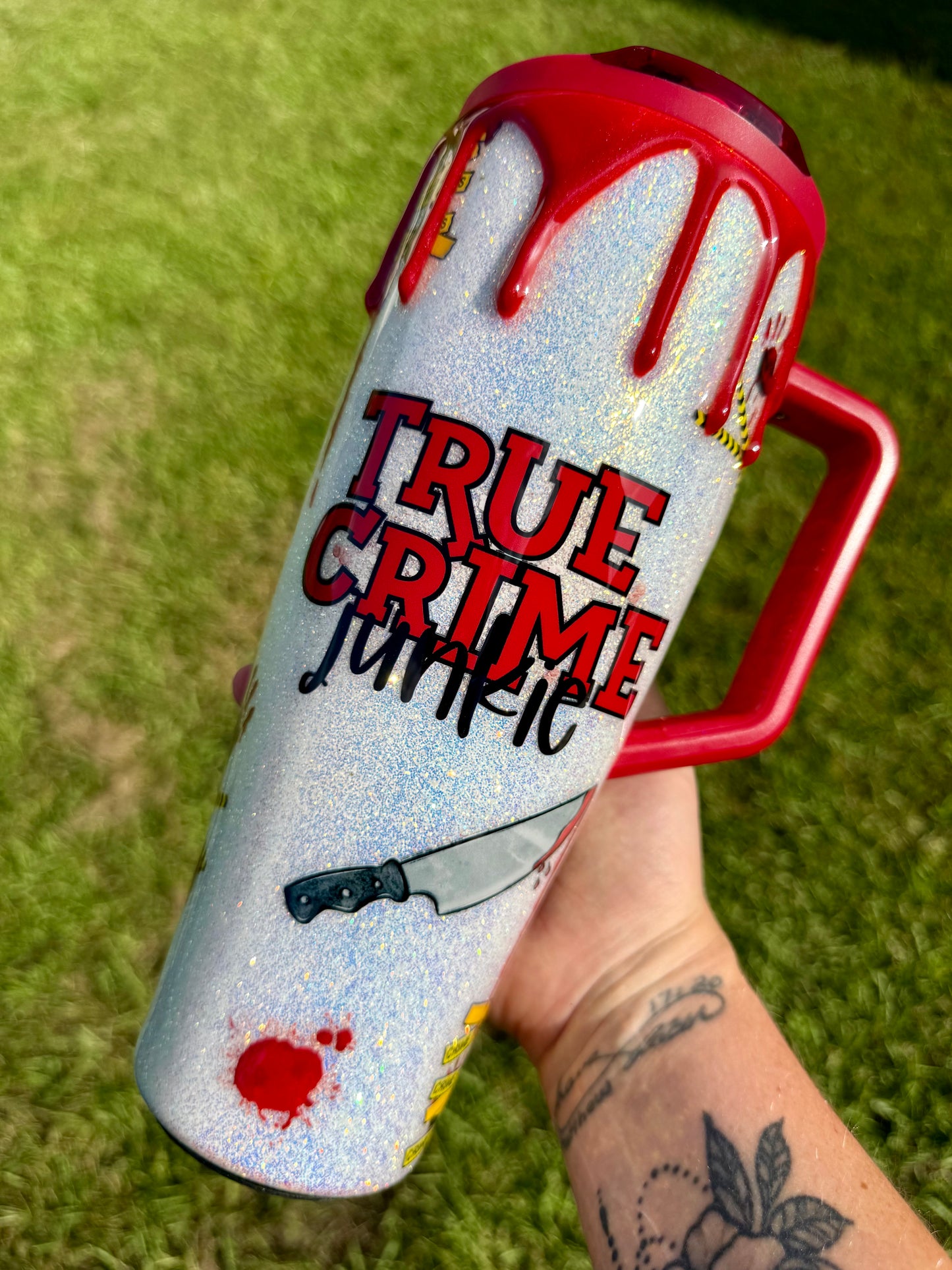 True Crime Junkie Glitter Tumbler