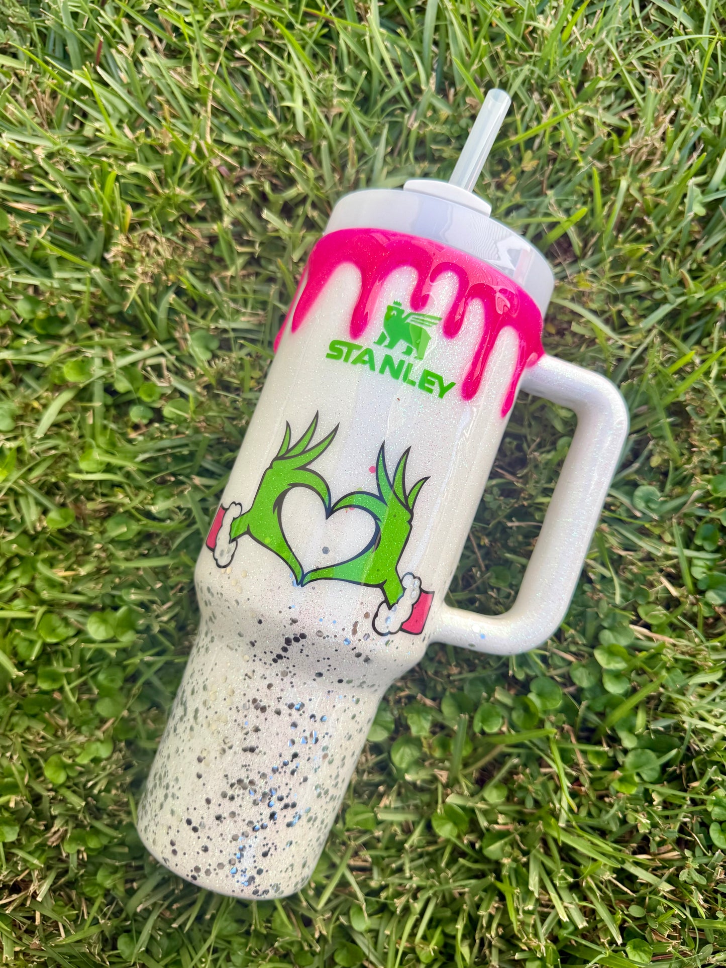Hot Pink Holiday Drip Christmas Glitter Tumbler