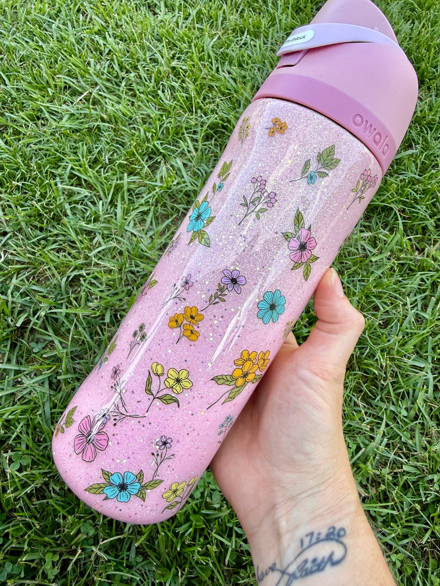 24oz Owala Pink Floral Ready to Ship