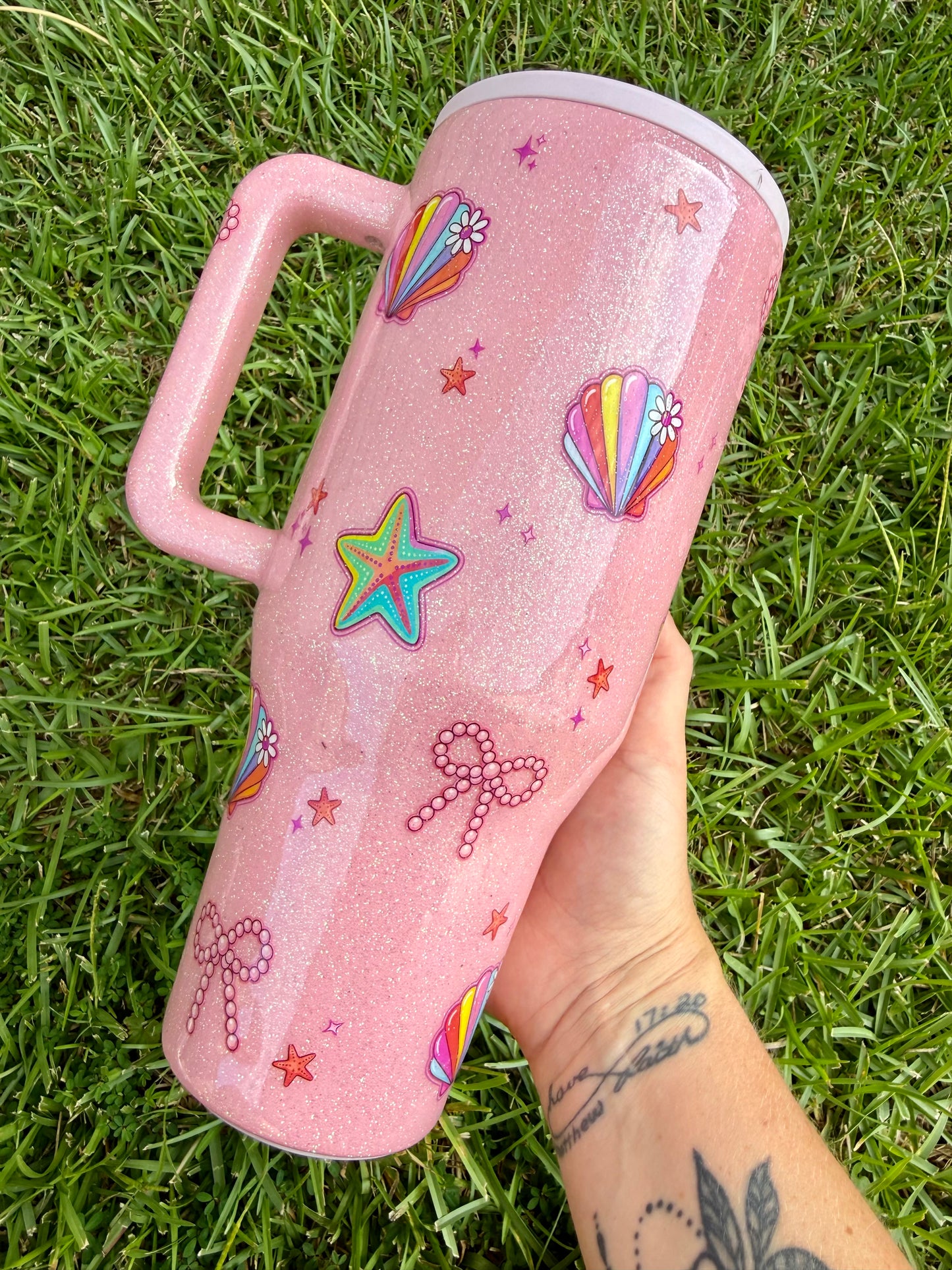 40oz HydroJug Pink Seashells Ready to Ship
