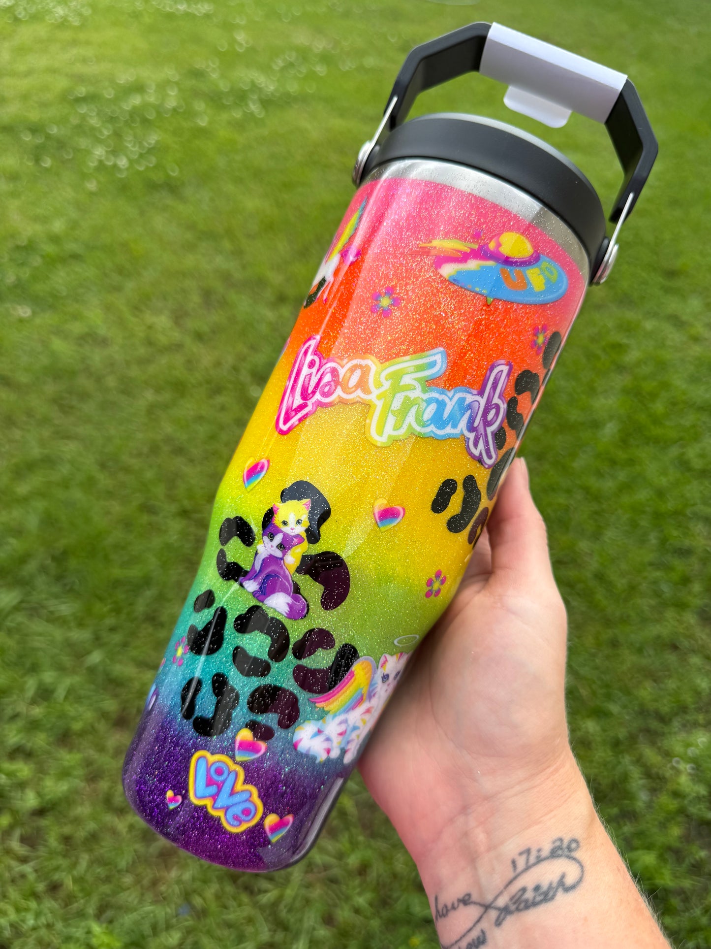 Lisa Frank Rainbow Glitter Tumbler