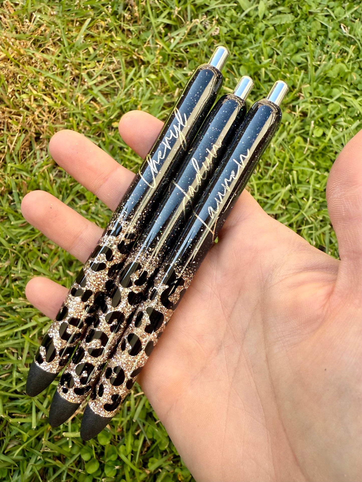 Black/Leopard Epoxy Glitter Pen