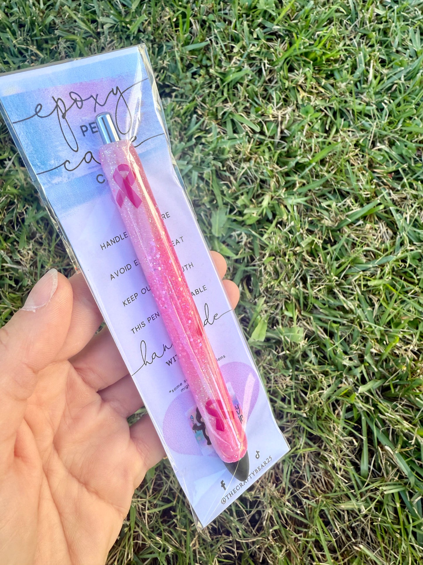 Breast Cancer Glitter Epoxy Inkjoy Pen
