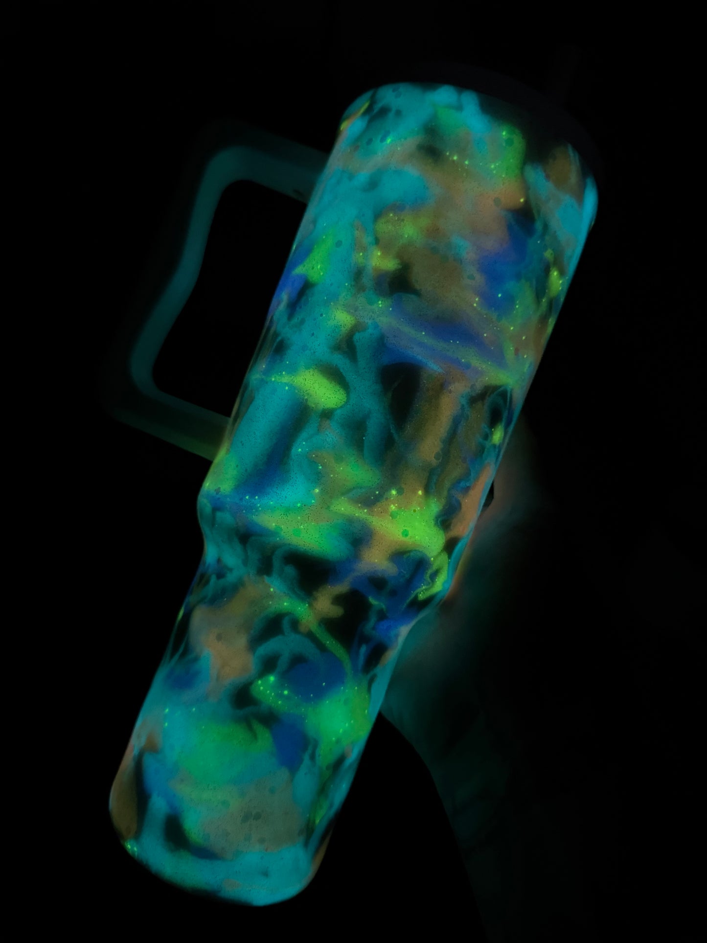 Glow In the Dark Rainbow Swirl Glitter Tumbler