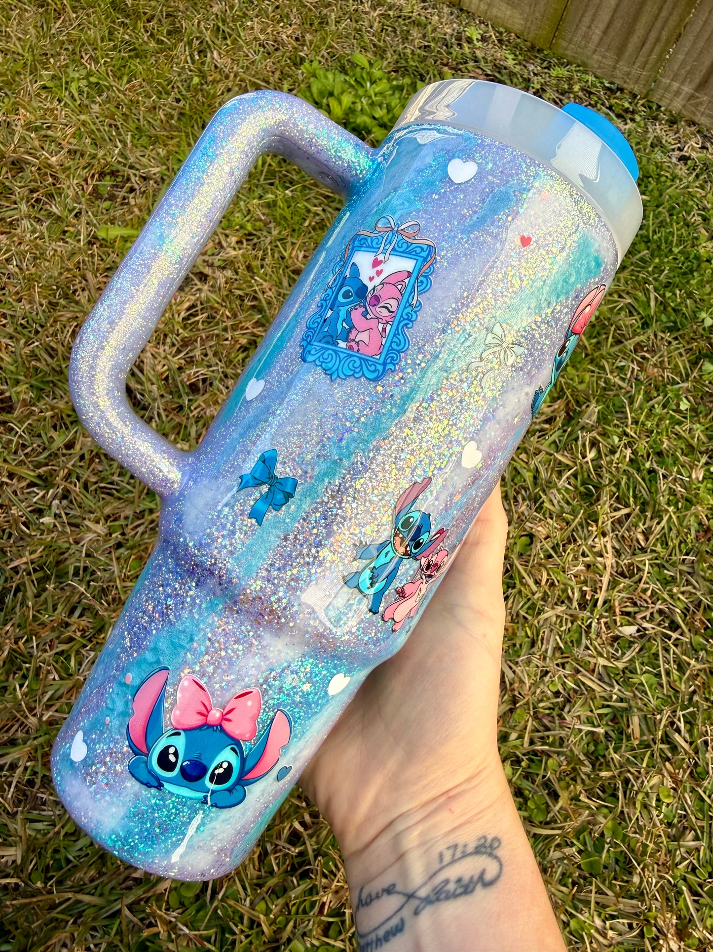 Valentines Day Alien Glitter Tumbler