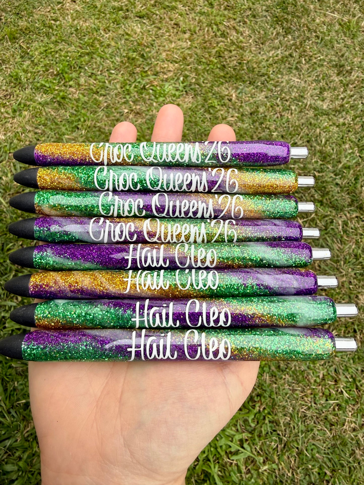 Mardi Gras Swirl Epoxy Glitter Pen!
