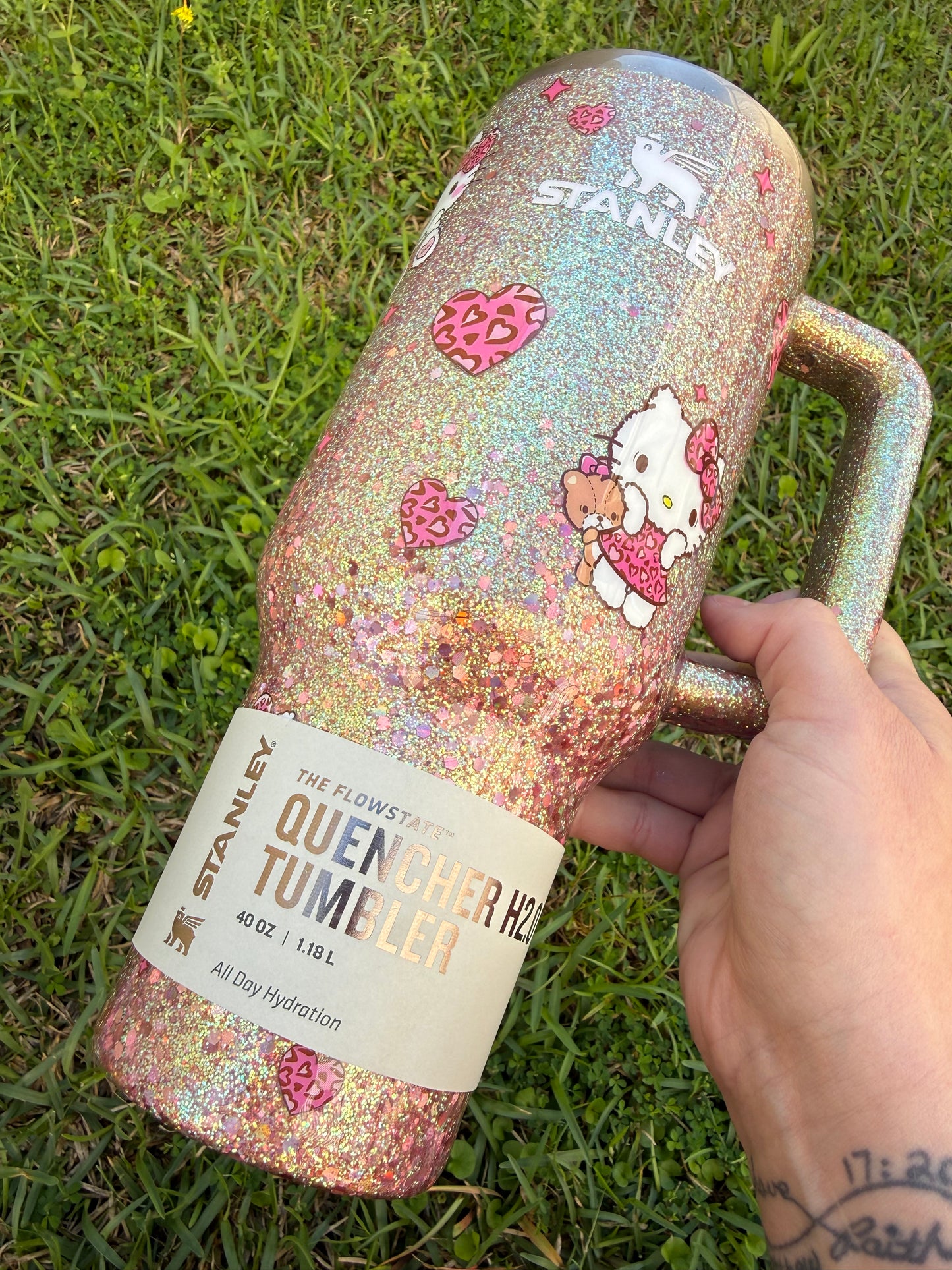 Gold Cheetah HK Glitter Tumbler