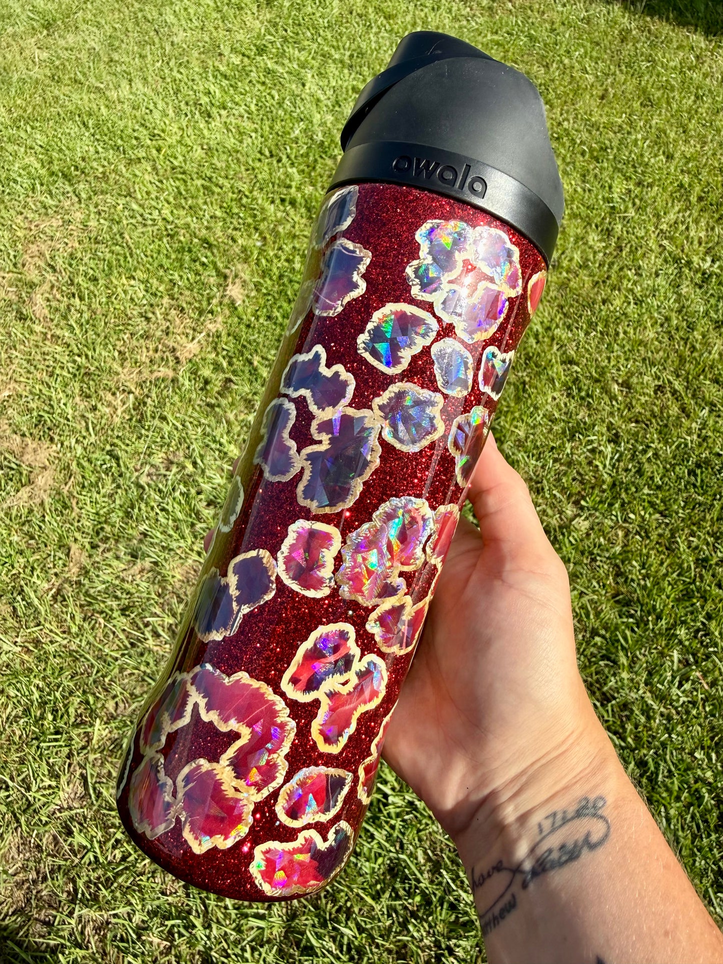 24oz Owala Maroon and Gold Leopard Ready to Ship