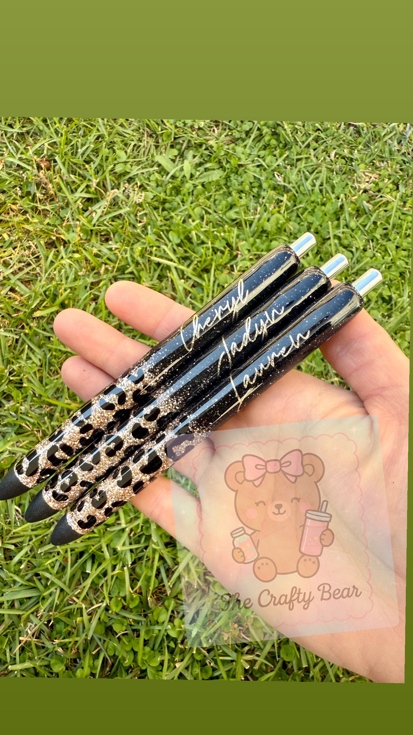 Black/Leopard Epoxy Glitter Pen